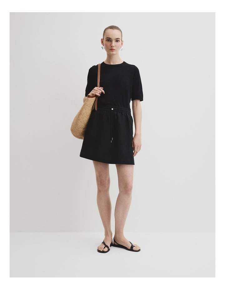 Pull On Linen Skirt in Black image 1
