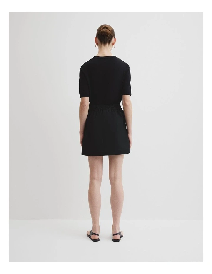 Pull On Linen Skirt in Black image 4
