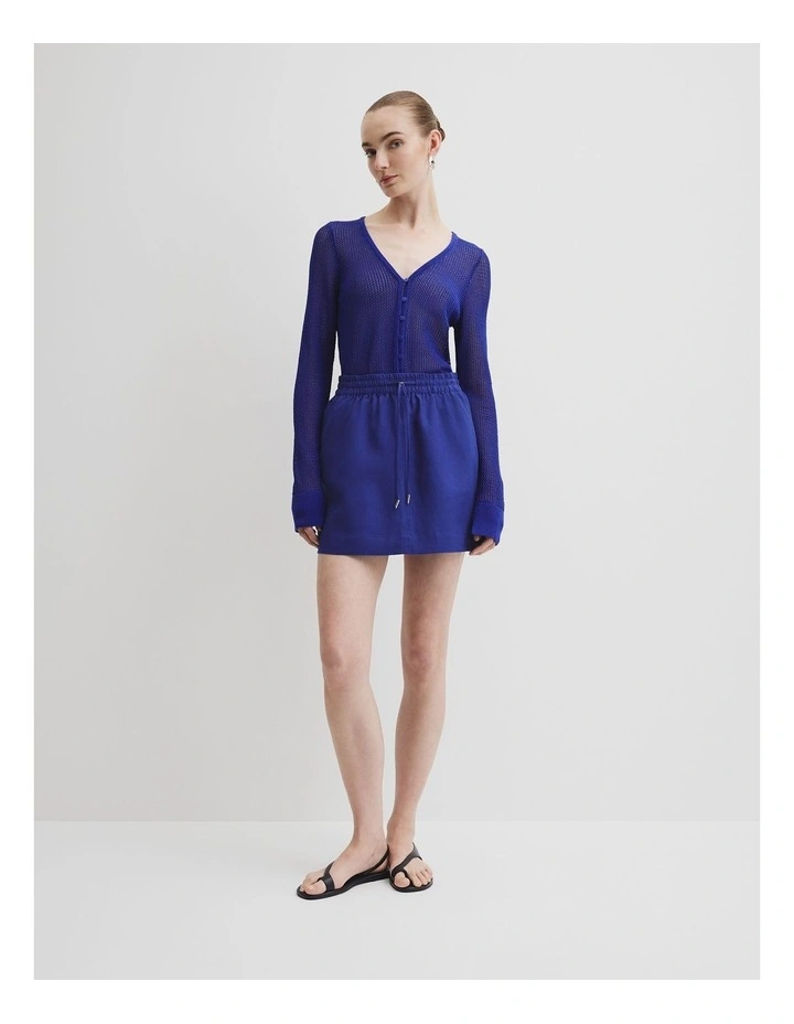 Pull On Linen Skirt in Ultra Blue image 1