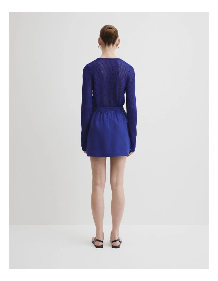 Pull On Linen Skirt in Ultra Blue image 4