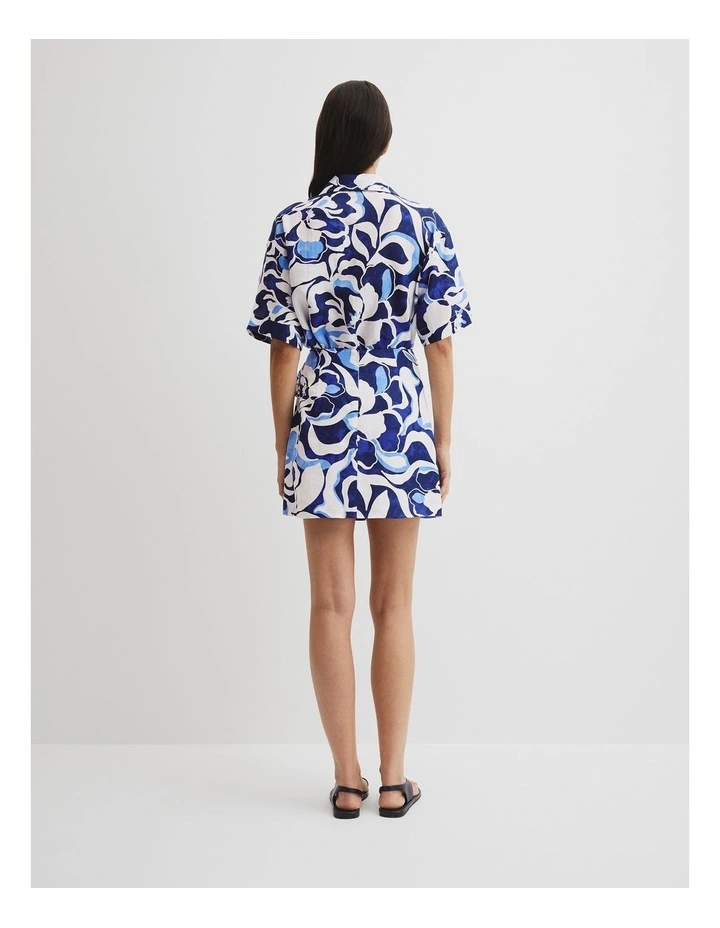 Print Mini Linen Skirt in Abstract Floral Print image 4