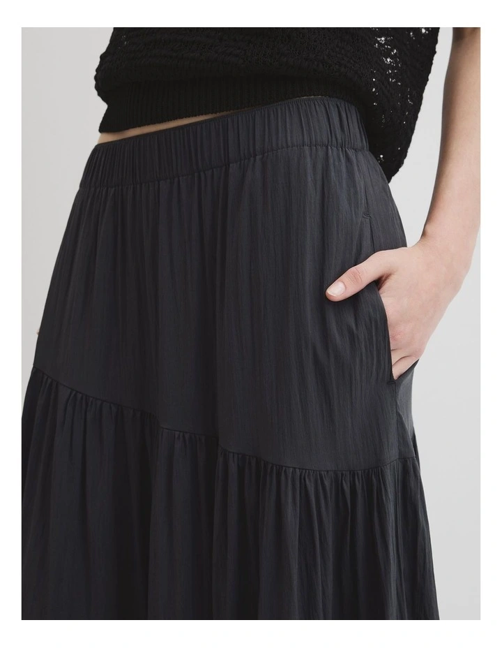 Tiered Maxi Skirt in Black image 3