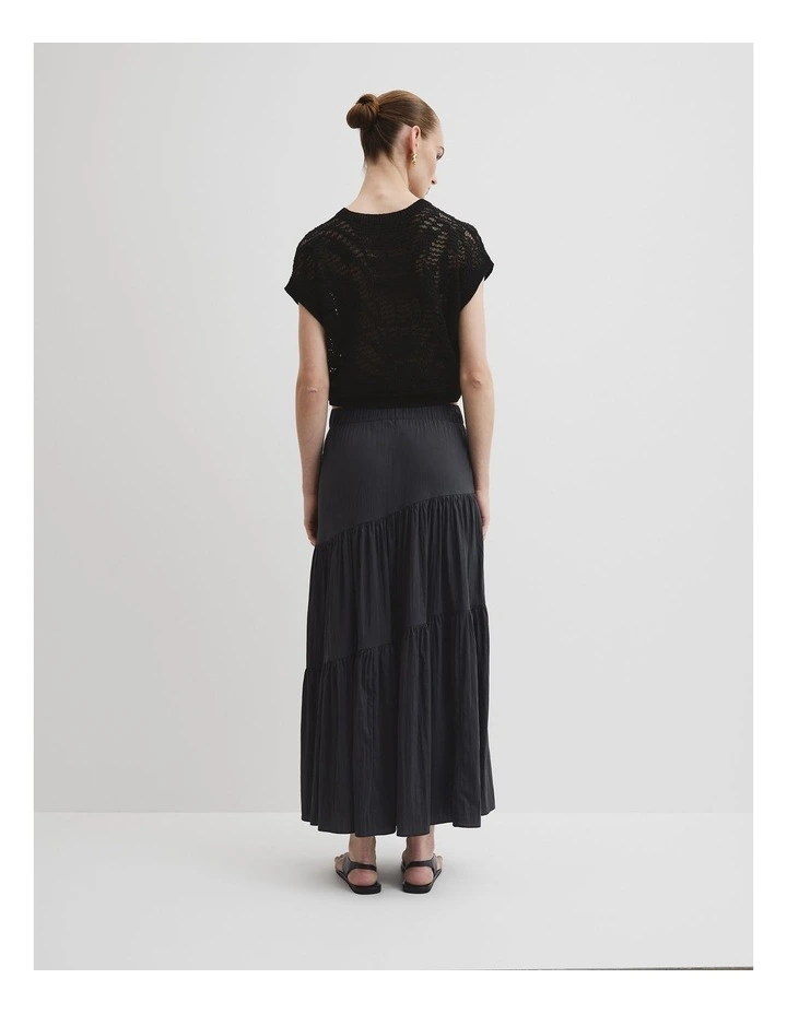 Tiered Maxi Skirt in Black image 4