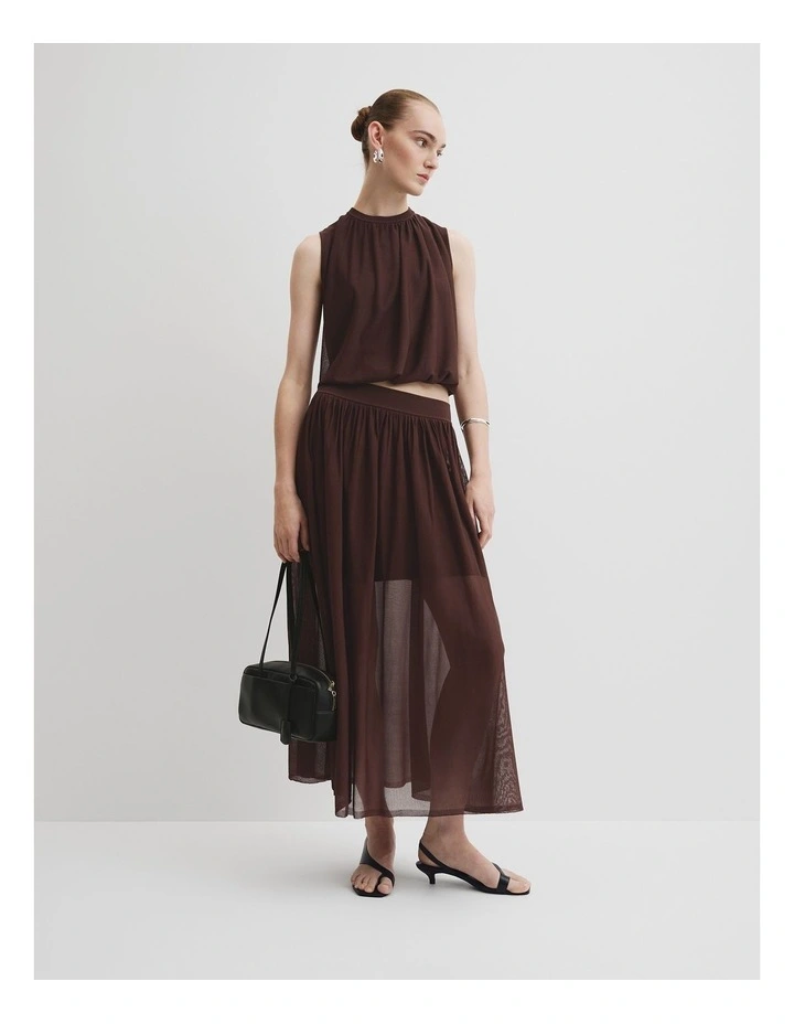Gauze Knit Skirt in Espresso image 1