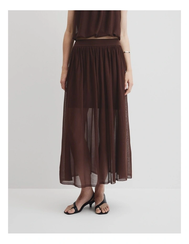 Gauze Knit Skirt in Espresso image 2