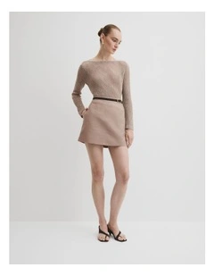 Linen Skort in Tapioca