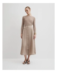 Button Down Skirt in Tapioca