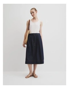Chambray Pull On Skirt in Indigo Rinse