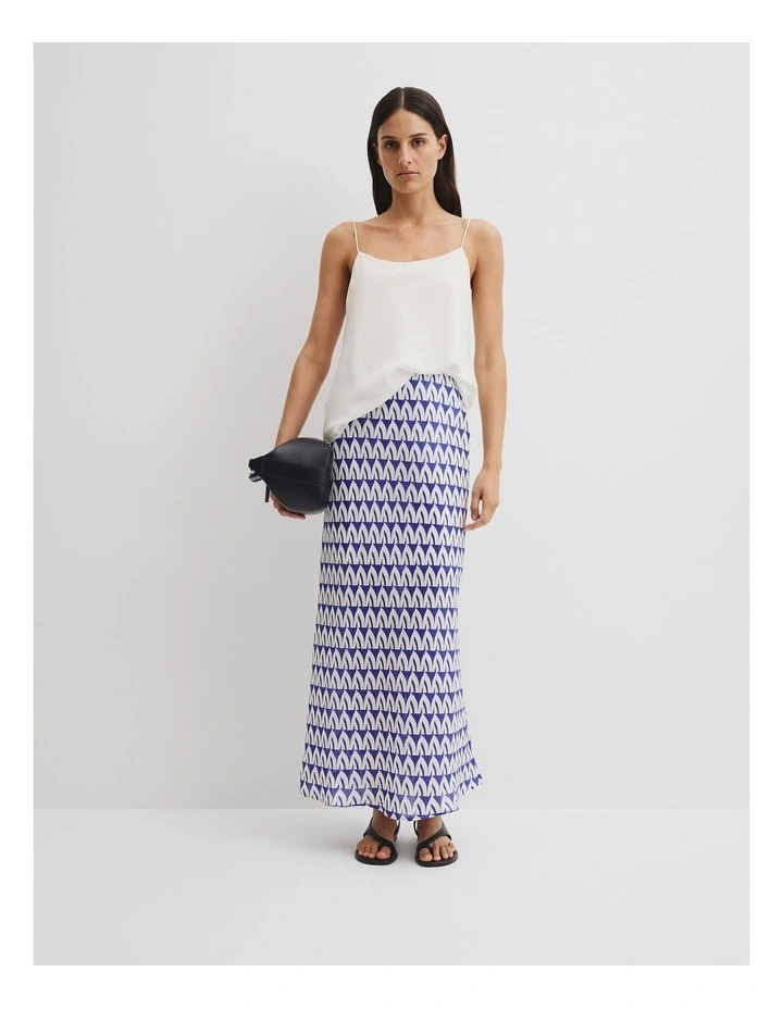 Print Bias Skirt in Ultra Blue Batik Geo image 1