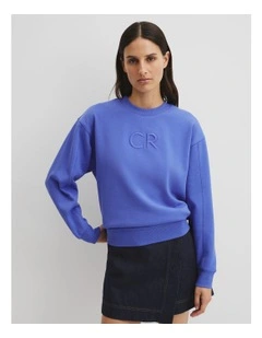 Australian Cotton Cr Logo Sweat in Bay Blue