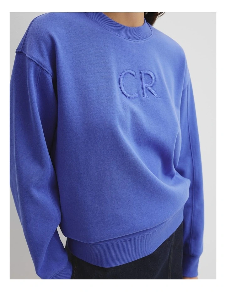 Australian Cotton Cr Logo Sweat in Bay Blue image 3