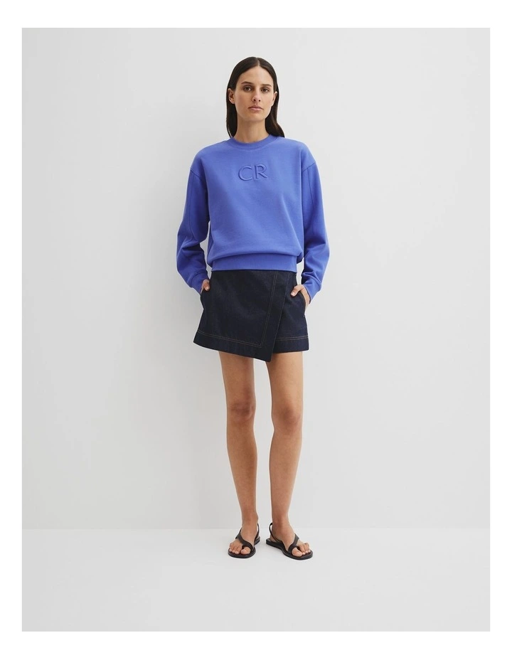 Australian Cotton Cr Logo Sweat in Bay Blue image 4