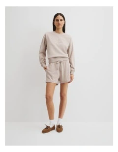 Australian Cotton Cr Sweat in Sandshell Marle
