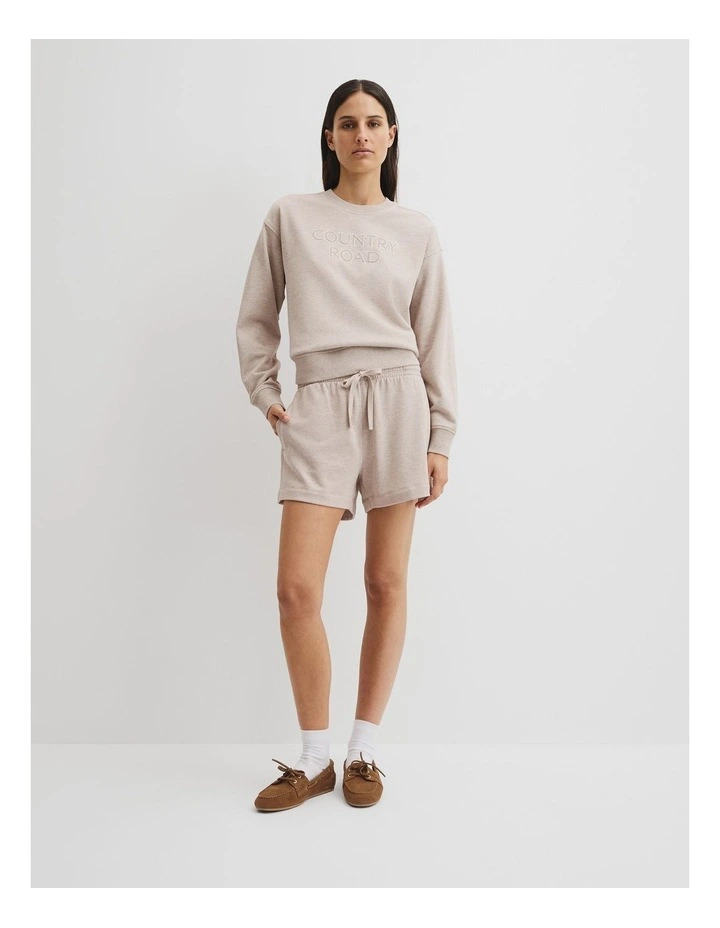 Australian Cotton Cr Sweat in Sandshell Marle image 1