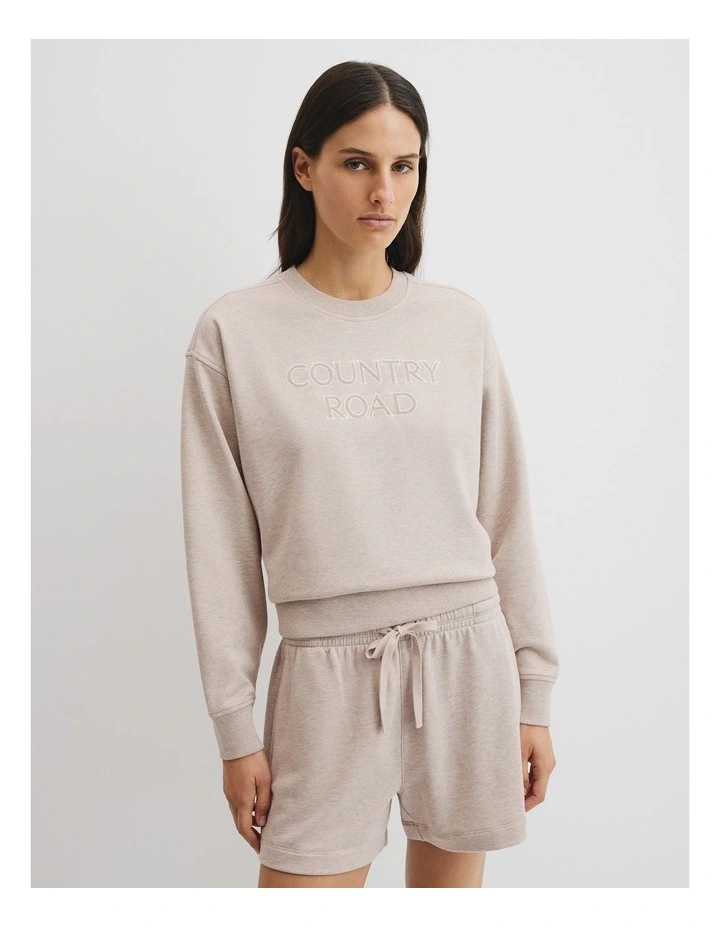 Australian Cotton Cr Sweat in Sandshell Marle image 2