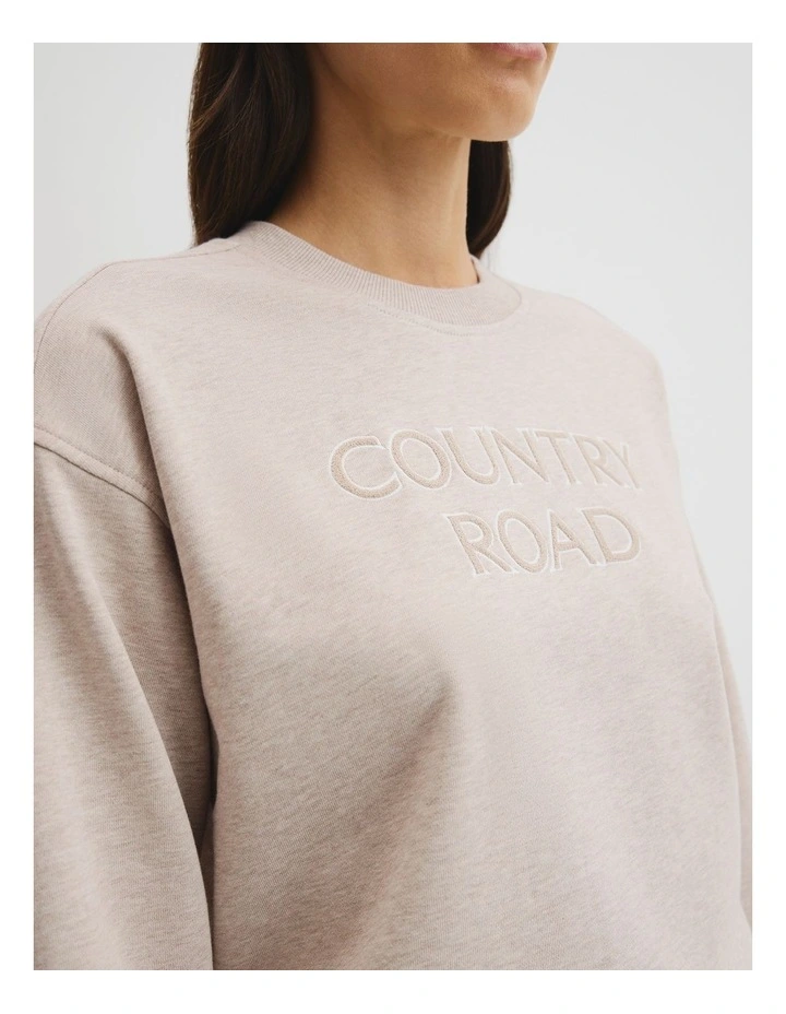 Australian Cotton Cr Sweat in Sandshell Marle image 3