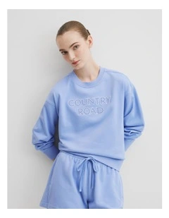 Australian Cotton Cr Sweat in Cornflower