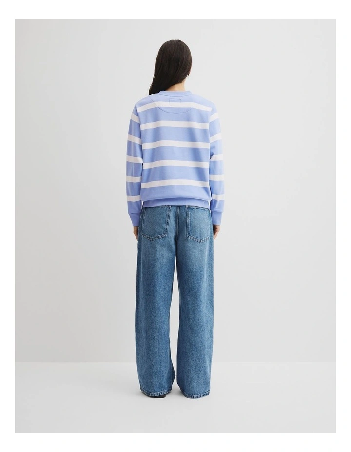 Australian Cotton Stripe Heritage Sweat in Cornflower Stripe image 5