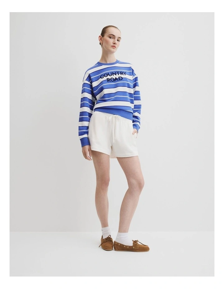 Australian Cotton Stripe Cr Sweat in Bay Blue Stripe image 3