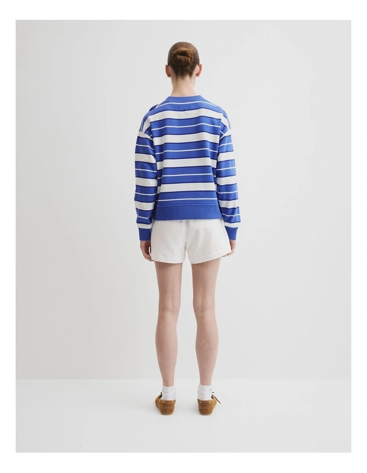 Australian Cotton Stripe Cr Sweat in Bay Blue Stripe image 4