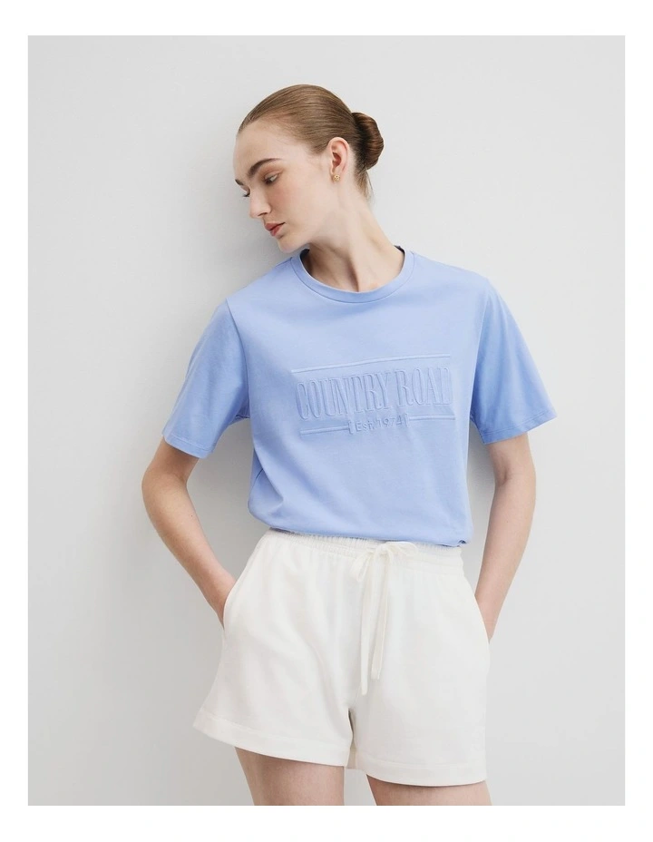 Australian Cotton Heritage Embroidered T-shirt in Cornflower image 1