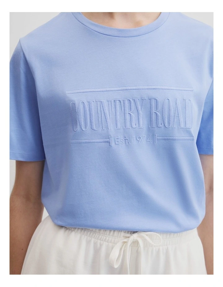 Australian Cotton Heritage Embroidered T-shirt in Cornflower image 2