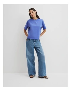 Australian Cotton Cr Logo T-shirt in Bay Blue