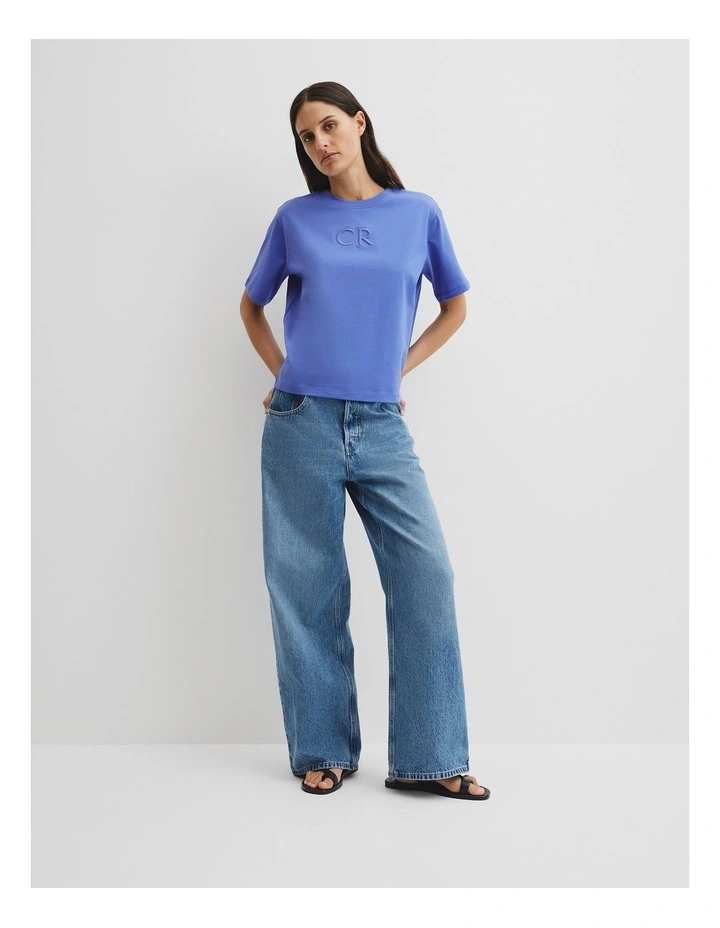 Australian Cotton Cr Logo T-shirt in Bay Blue image 1
