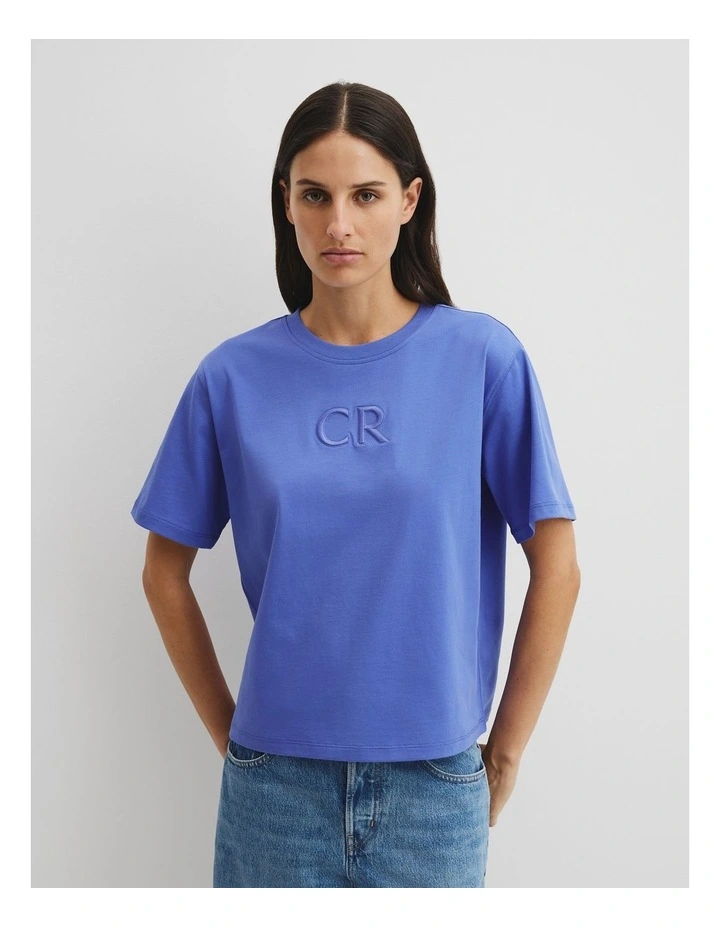 Australian Cotton Cr Logo T-shirt in Bay Blue image 2