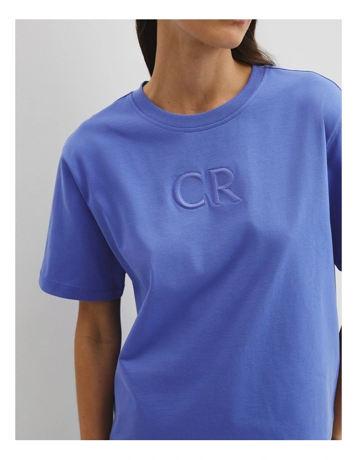 Australian Cotton Cr Logo T-shirt in Bay Blue image 3