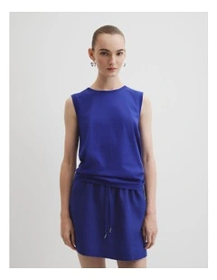 Australian Cotton Relaxed Crew Tank in Ultra Blue