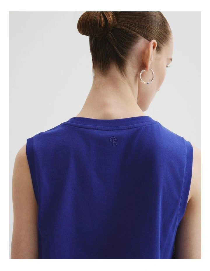 Australian Cotton Relaxed Crew Tank in Ultra Blue image 2