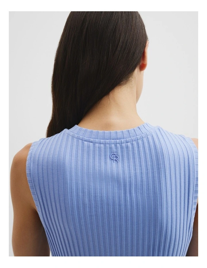 High Neck Rib Tank in Cornflower image 2
