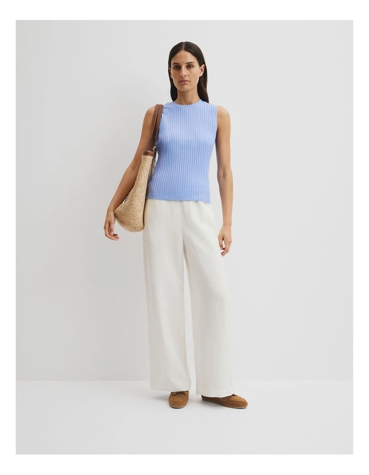 High Neck Rib Tank in Cornflower image 3