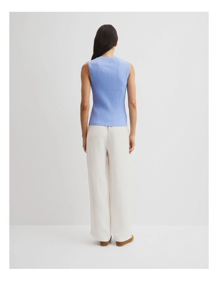 High Neck Rib Tank in Cornflower image 4