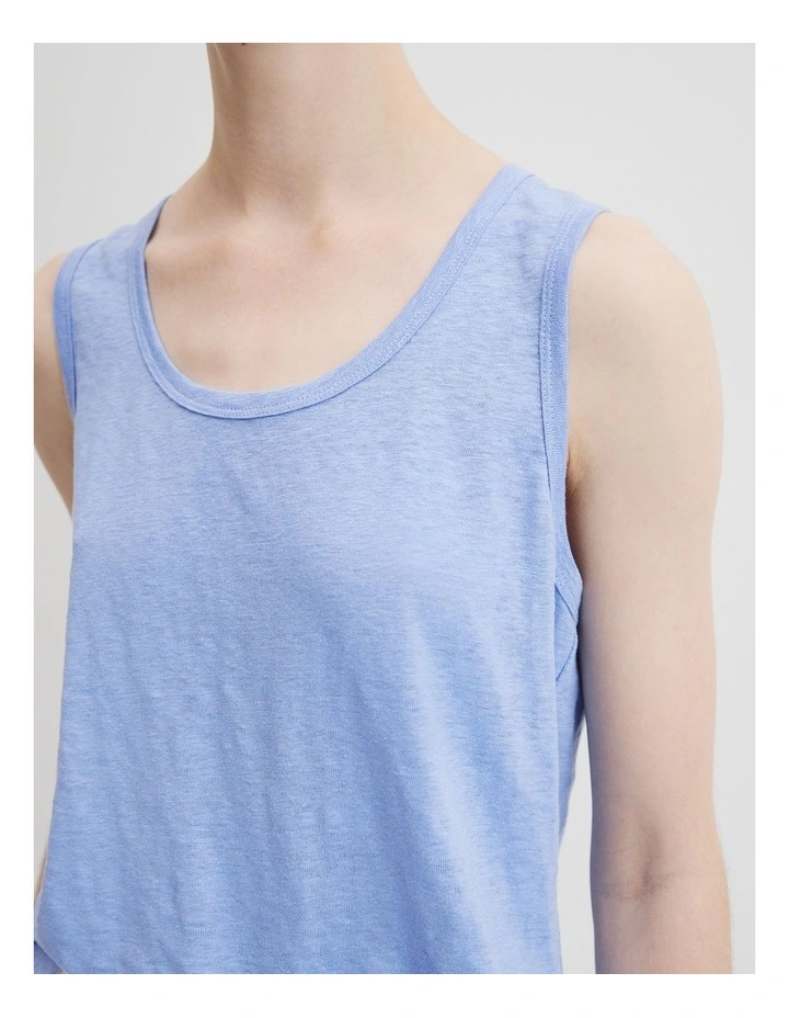 Linen Scoop Neck Tank in Cornflower image 2