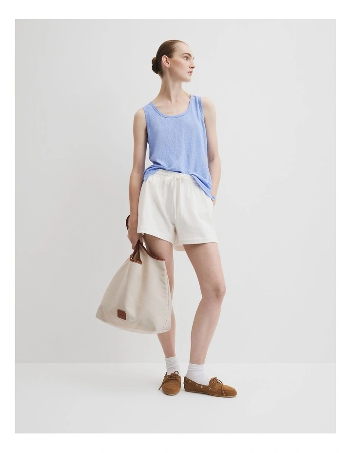 Linen Scoop Neck Tank in Cornflower image 3