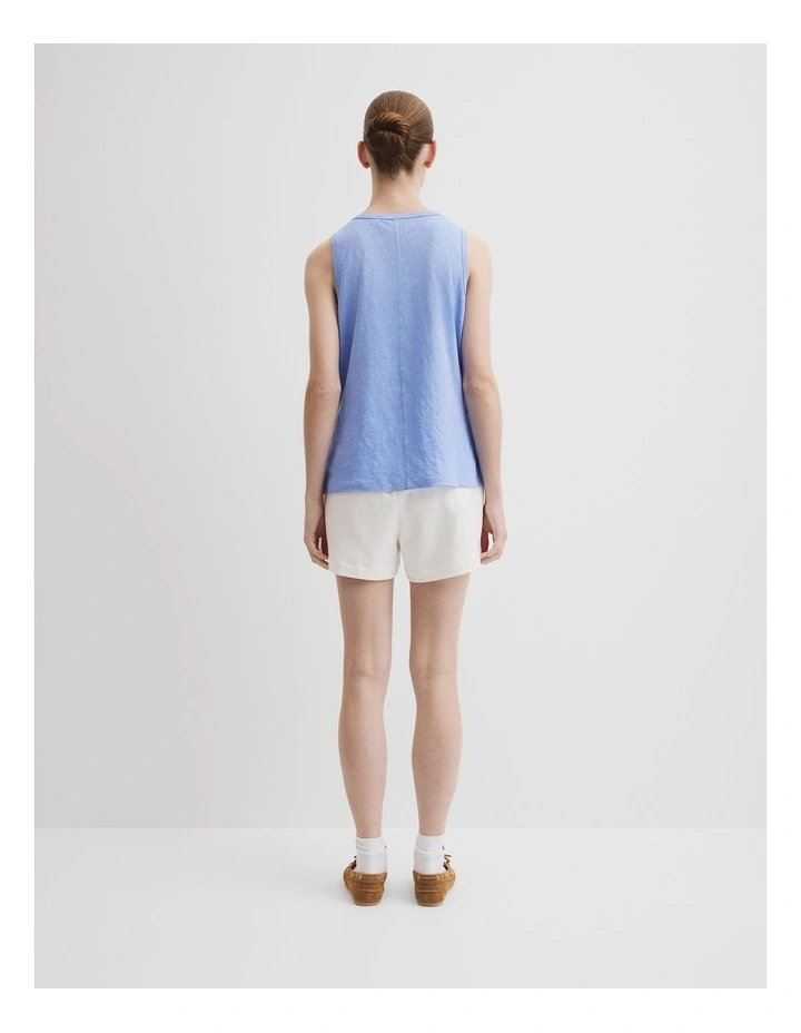 Linen Scoop Neck Tank in Cornflower image 4