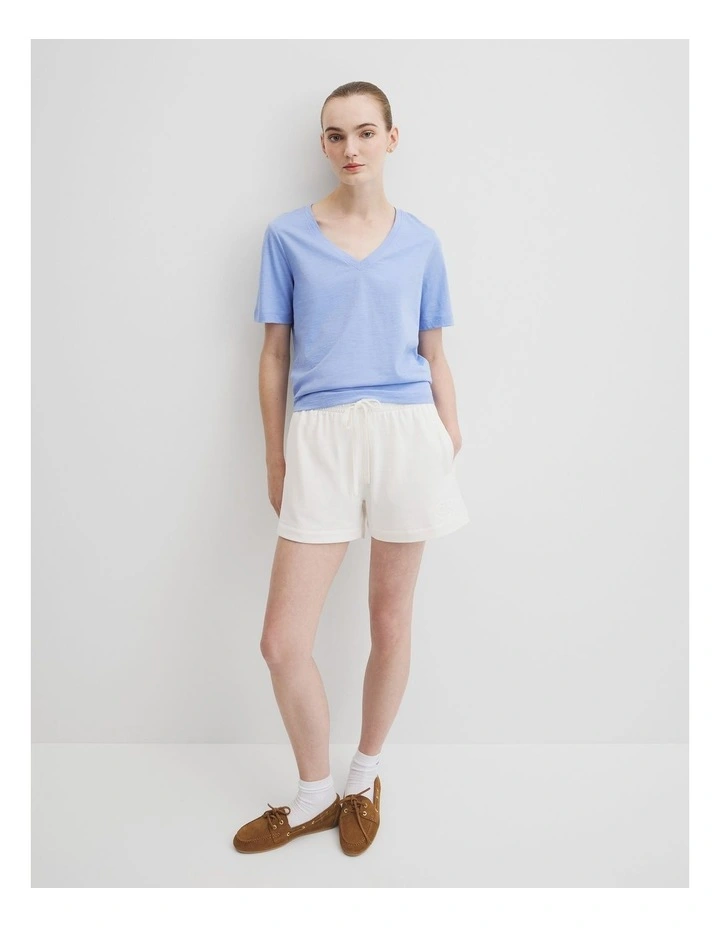 Australian Good Earth Cotton Short Sleeve V-neck T-shirt in Cornflower image 2