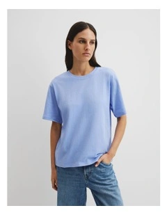 Australian Cotton Short Sleeve Relaxed T-shirt in Cornflower