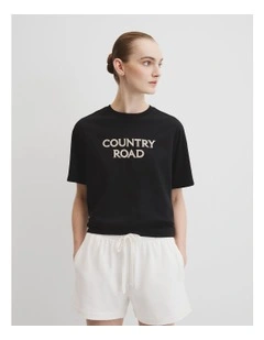 Australian Cotton Cr T-shirt in Black