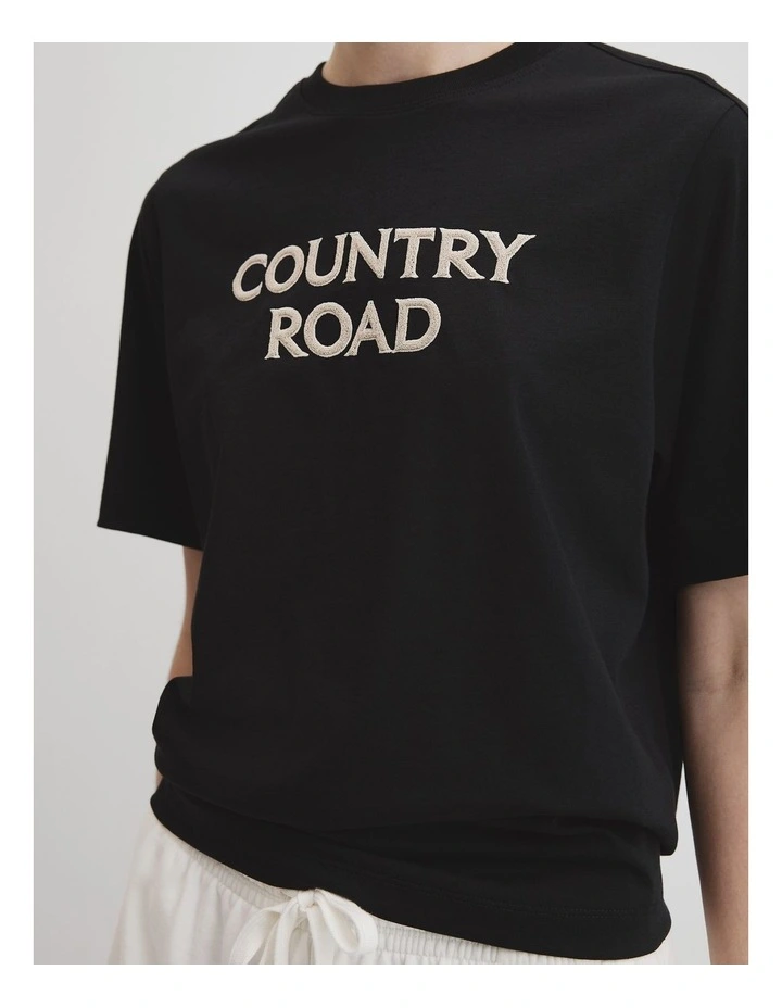Australian Cotton Cr T-shirt in Black image 2