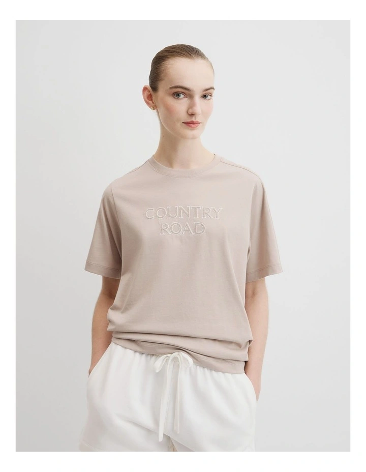 Australian Cotton Cr T-shirt in Tapioca image 2