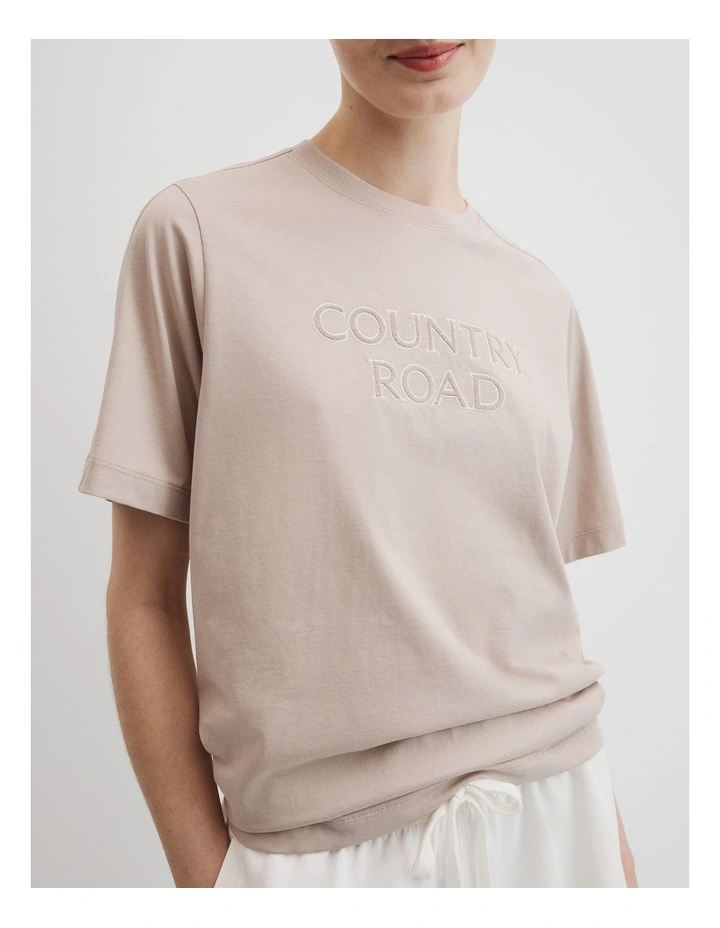Australian Cotton Cr T-shirt in Tapioca image 3