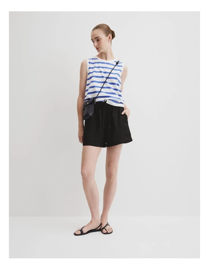 Australian Cotton Stripe Relaxed Crew Tank in Bay Blue Stripe image 1