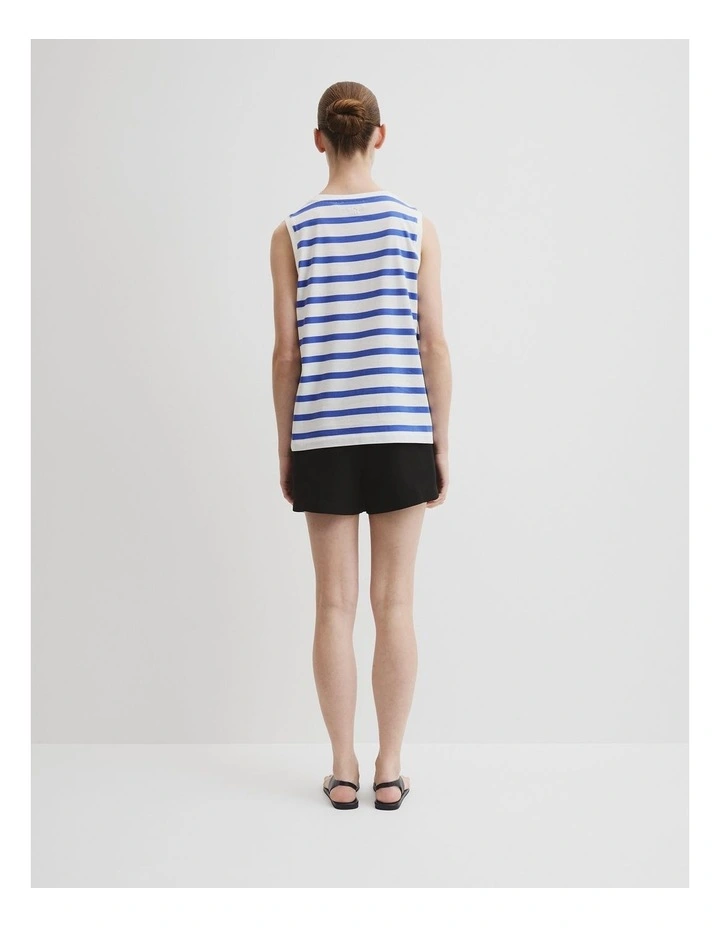 Australian Cotton Stripe Relaxed Crew Tank in Bay Blue Stripe image 4
