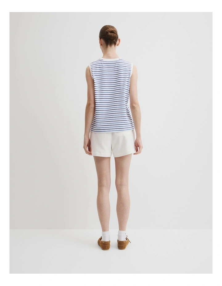 Australian Cotton Stripe Cr Tank in Blue Multi Stripe image 4