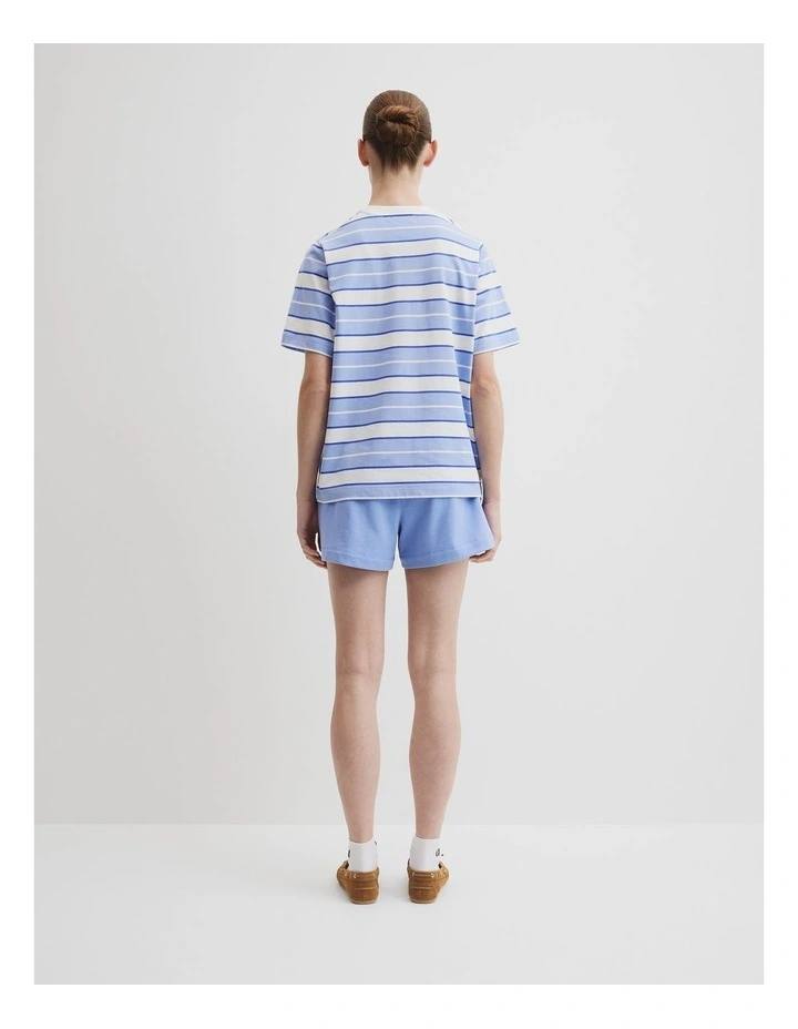 Australian Cotton Stripe Cr T-shirt in Cornflower Stripe image 4