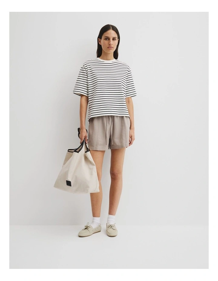 Australian Cotton Stripe Boxy T-shirt in Navy Stripe image 3