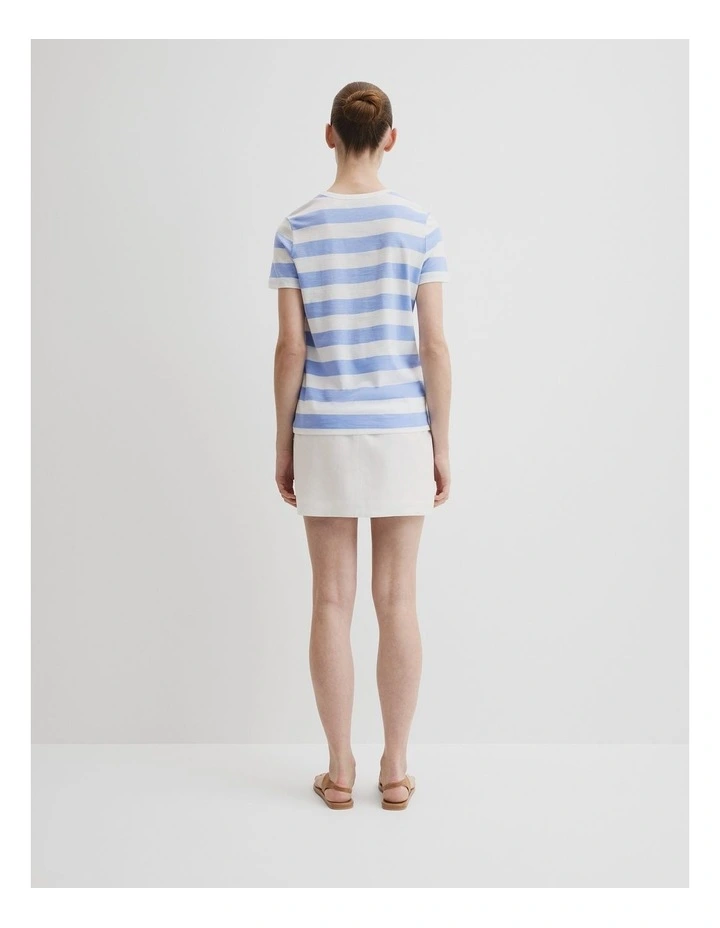 Australian Good Earth Cotton Stripe Cotton Slub T-shirt in Cornflower Stripe image 4